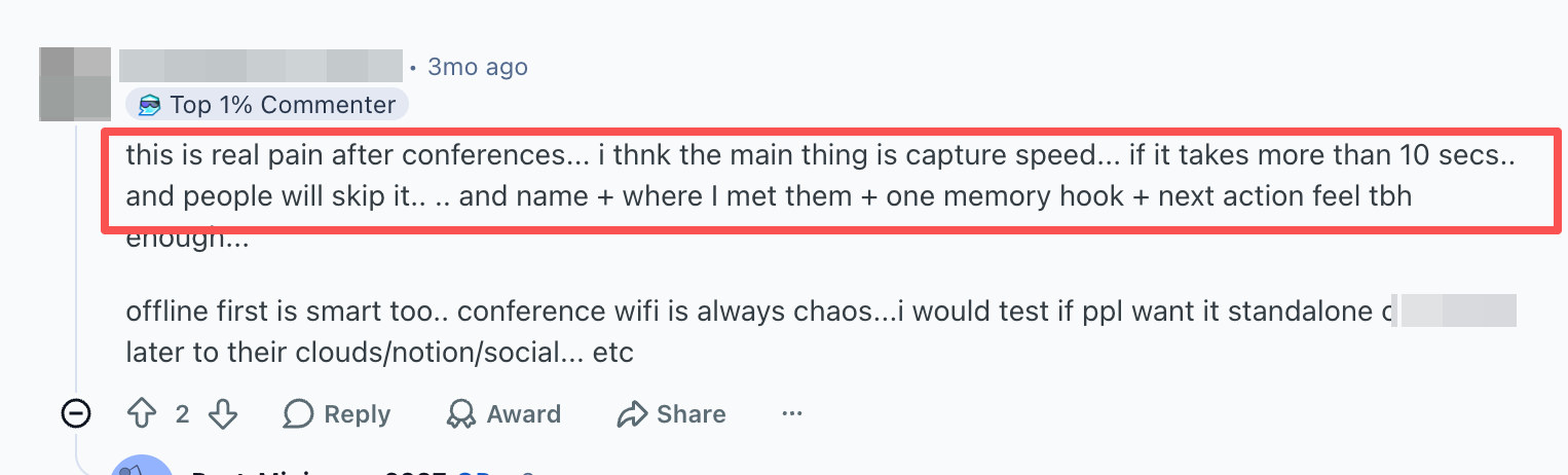 Redacted screenshot of the original post on r/indiehackers